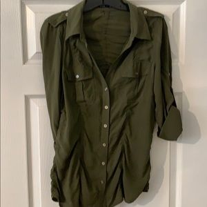 Express button down blouse Army green